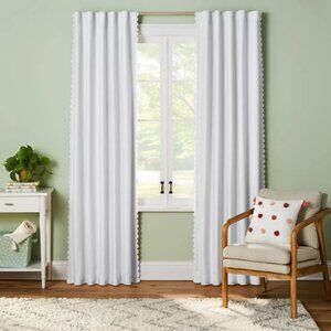 Pillowfort Solid Cream Scalloped Trim Single Blackout Curtain Panel 42" x 84"
